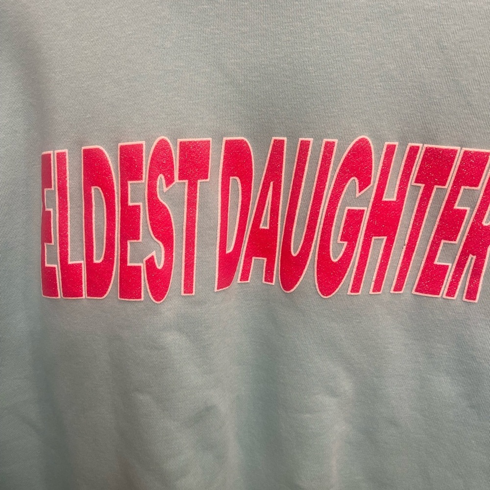 ELDEST DAUGHTER CREWNECK!!! Red and turquoise!!! Adorable cozy!! S - Picture 3 of 5